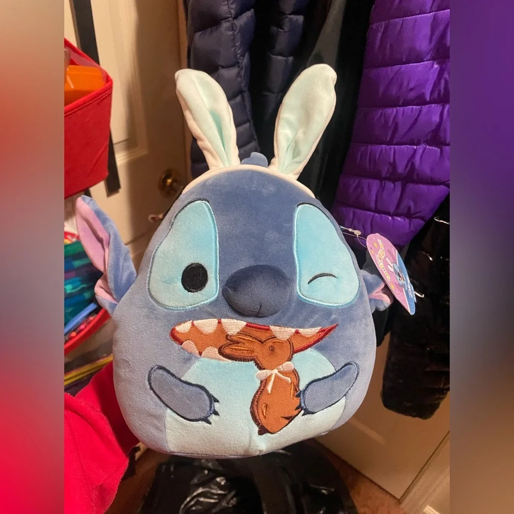 Easter Squishmallow Disney Stitch Eating Chocolate Bunny Wearing Bunny Ears